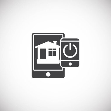 Grafik ve web tasarımı için arka planda akıllı ev ile ilgili simge. Web veya mobil uygulama için yaratıcı illüstrasyon konsepti sembolü.