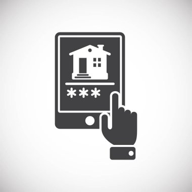 Grafik ve web tasarımı için arka planda akıllı ev ile ilgili simge. Web veya mobil uygulama için yaratıcı illüstrasyon konsepti sembolü.