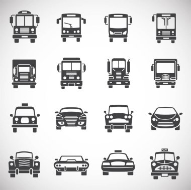 Car related icons set on background for graphic and web design. Creative illustration concept symbol for web or mobile app.