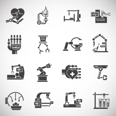 Robotic surgery related icons set on background for graphic and web design. Creative illustration concept symbol for web or mobile app.