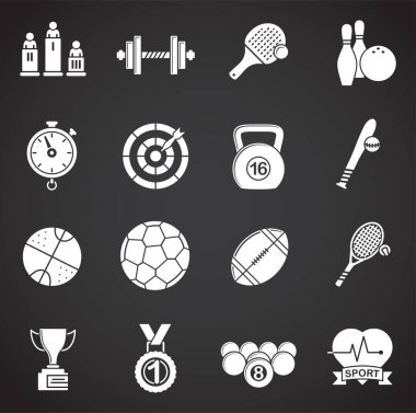 Sport related icons set on background for graphic and web design. Creative illustration concept symbol for web or mobile app.