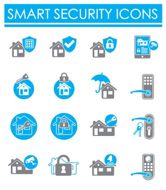 Smart security related icons set on background for graphic and web design. Creative illustration concept symbol for web or mobile app.