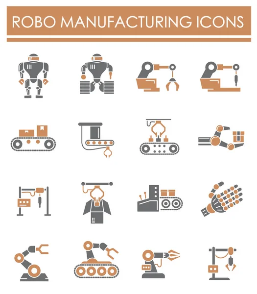 Roboterfertigung verwandte Symbole setzen auf Hintergrund für Grafik- und Webdesign. kreatives Illustrationskonzept Symbol für Web oder mobile App. — Stockvektor