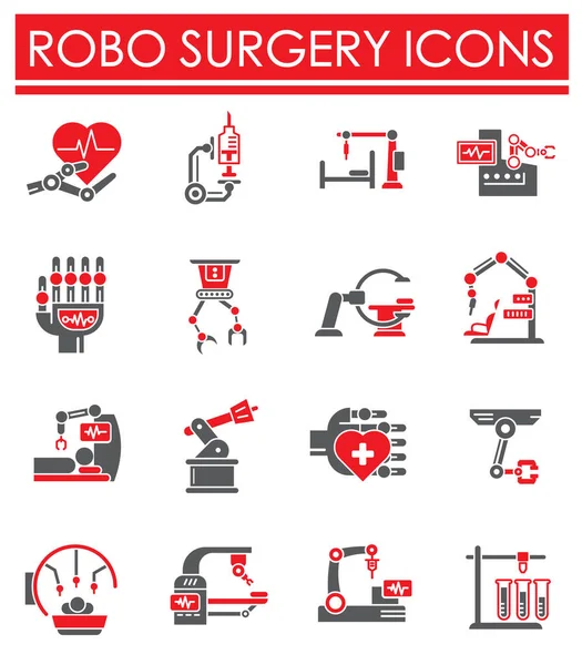 Iconos relacionados con la cirugía robótica establecidos en el fondo para el diseño gráfico y web. Símbolo de concepto de ilustración creativa para web o aplicación móvil . — Archivo Imágenes Vectoriales