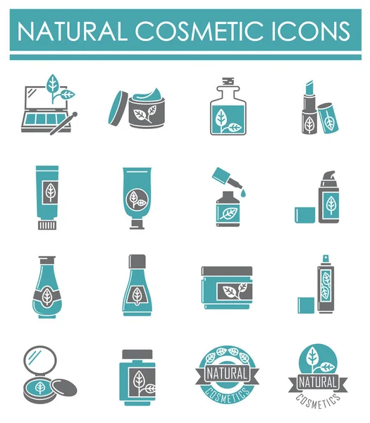 Naturkosmetik bezogene Symbole auf Hintergrund für Grafik- und Webdesign gesetzt. kreatives Illustrationskonzept Symbol für Web oder mobile App. — Stockvektor
