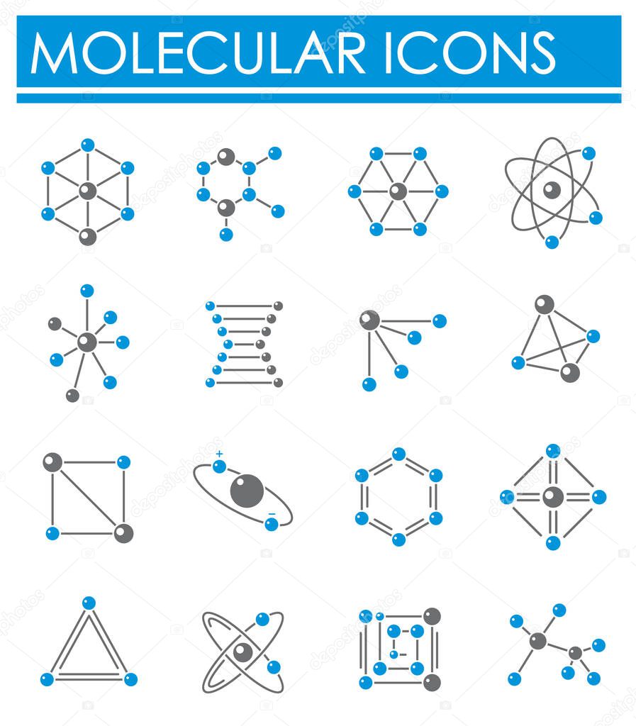 Molecular related icons set on background for graphic and web design. Creative illustration concept symbol for web or mobile app.