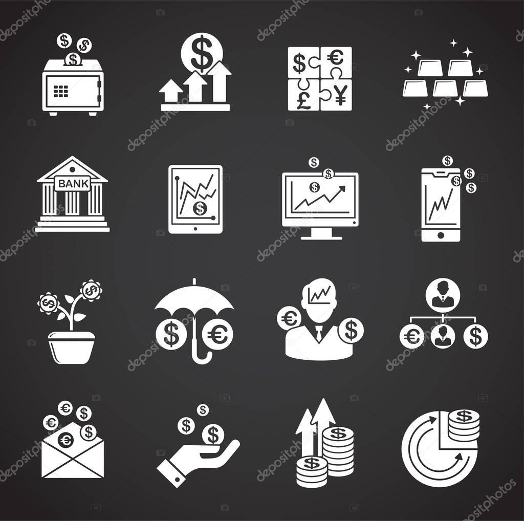 Investment related icons set on background for graphic and web design. Creative illustration concept symbol for web or mobile app