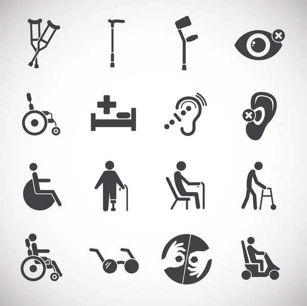 Human disabilities related icons set on background for graphic and web design. Creative illustration concept symbol for web or mobile app. — Stock Vector