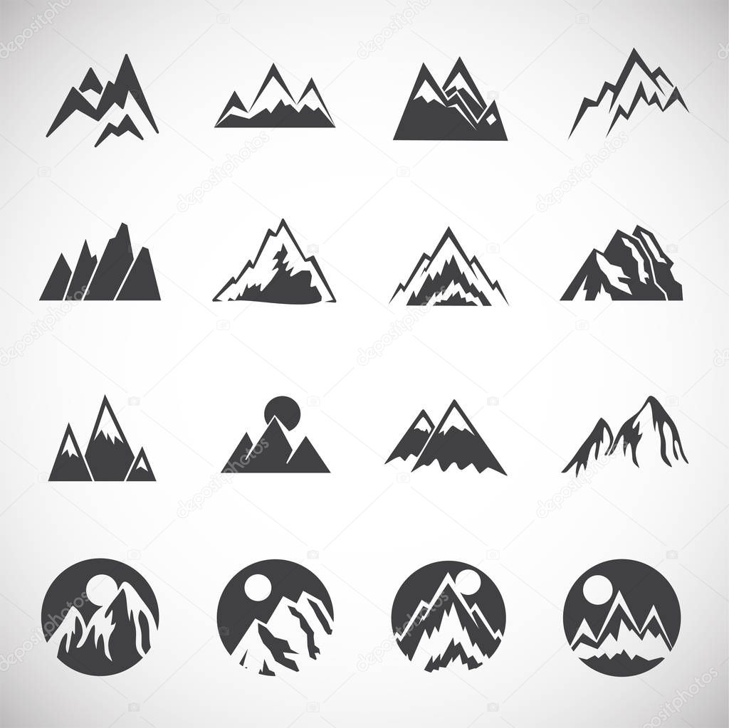 Mountain related icons set on background for graphic and web design. Creative illustration concept symbol for web or mobile app.