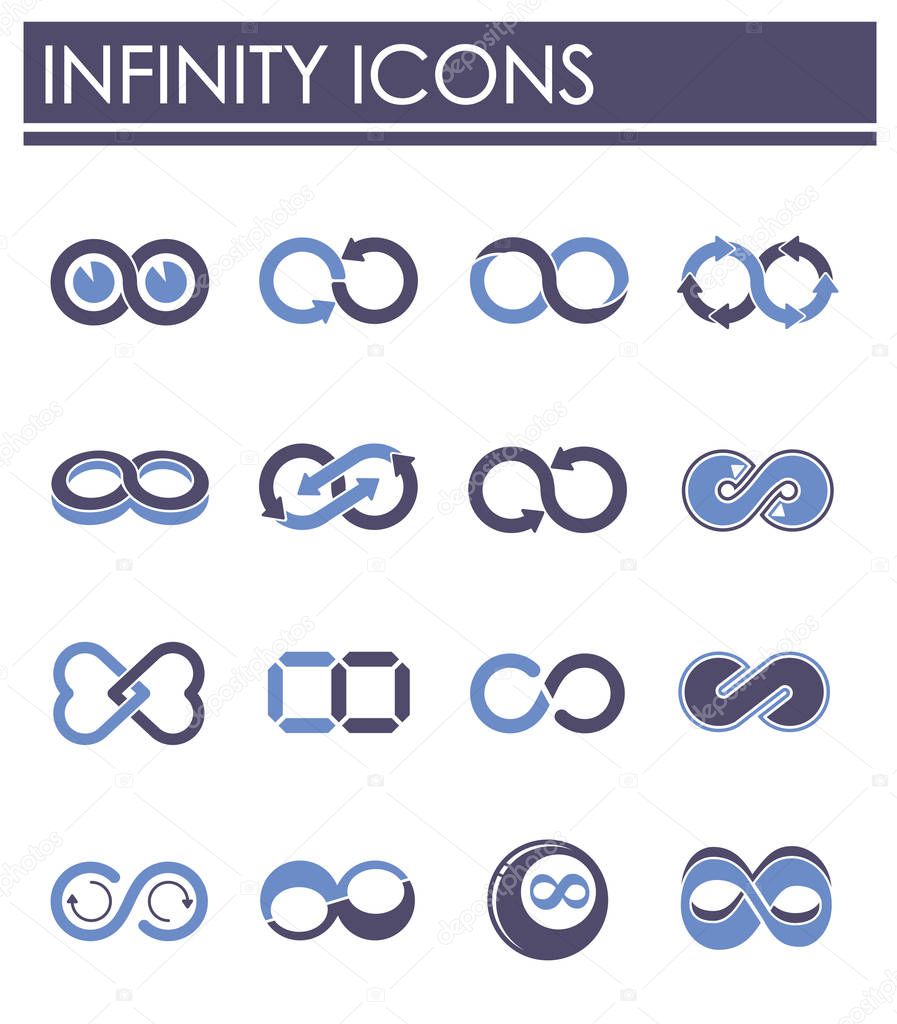 Infinity sign icons set on background for graphic and web design. Creative illustration concept symbol for web or mobile app.