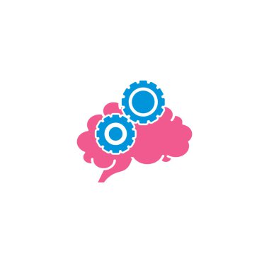 Grafik ve web tasarımı için arka planda insan beyni ikonu var. Web veya mobil uygulama için yaratıcı illüstrasyon konsepti sembolü.