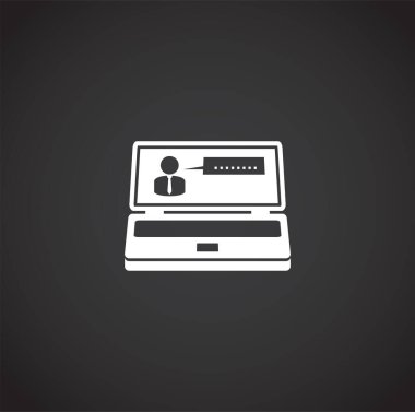 Grafik ve web tasarımı için arka planda iş adamı ve bilgisayarla ilgili simge. Web veya mobil uygulama için yaratıcı illüstrasyon konsepti sembolü.