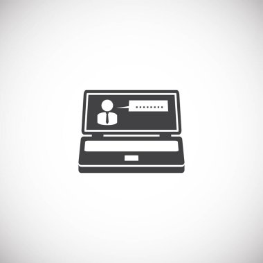 Grafik ve web tasarımı için arka planda iş adamı ve bilgisayarla ilgili simge. Web veya mobil uygulama için yaratıcı illüstrasyon konsepti sembolü.