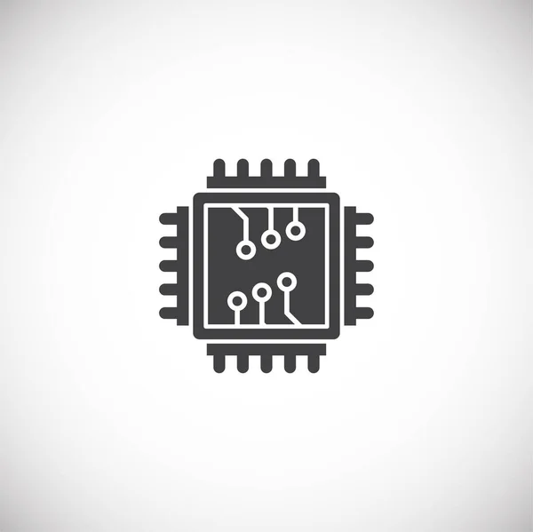 Grafik ve web tasarımı için arkaplanda işlemci çipi ile ilgili simge. Web veya mobil uygulama için yaratıcı illüstrasyon konsepti sembolü.