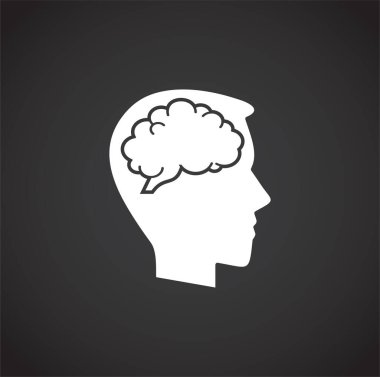 Grafik ve web tasarımı için arka planda insan beyni ikonu var. Web veya mobil uygulama için yaratıcı illüstrasyon konsepti sembolü.