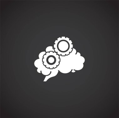Grafik ve web tasarımı için arka planda insan beyni ikonu var. Web veya mobil uygulama için yaratıcı illüstrasyon konsepti sembolü.