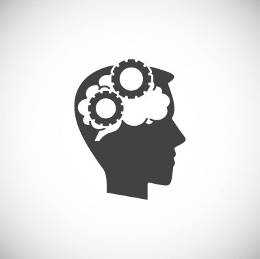 Grafik ve web tasarımı için arka planda insan beyni ikonu var. Web veya mobil uygulama için yaratıcı illüstrasyon konsepti sembolü.