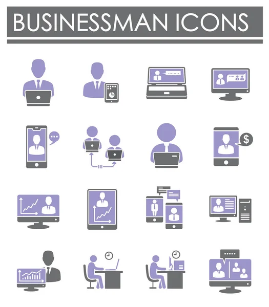Iconos de negocios y relacionados con la computadora establecidos en segundo plano para el diseño gráfico y web. Símbolo de concepto de ilustración creativa para web o aplicación móvil . — Vector de stock
