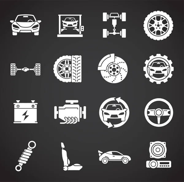 Auto tuning gerelateerde pictogrammen ingesteld op de achtergrond voor grafisch en web design. Creatieve illustratie concept symbool voor web of mobiele app. — Stockvector