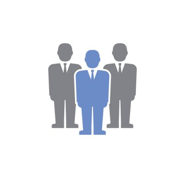 Grafik ve web tasarımı için arka planda iş adamları ikonu var. Web veya mobil uygulama için yaratıcı illüstrasyon konsepti sembolü.