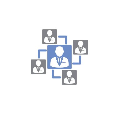 Grafik ve web tasarımı için arka planda iş adamları ikonu var. Web veya mobil uygulama için yaratıcı illüstrasyon konsepti sembolü.