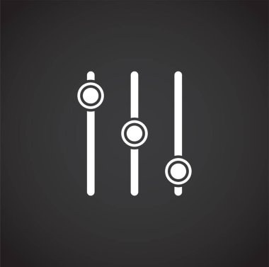 Grafik ve web tasarımı için arka planda eşitleyici ile ilgili simgeler ayarlandı. Web veya mobil uygulama için yaratıcı illüstrasyon konsepti sembolü.