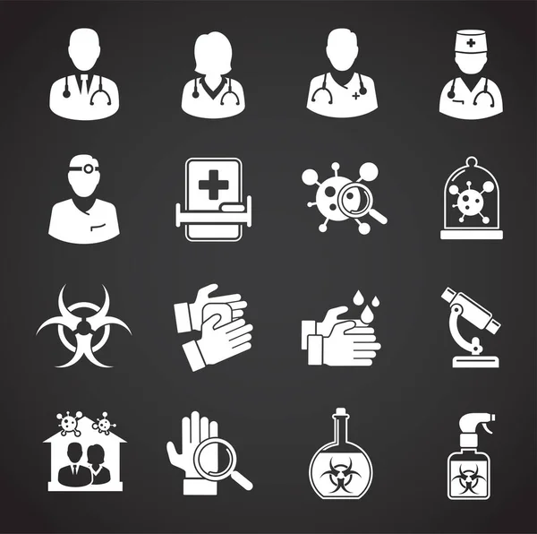 Quarantine related icons set on background for graphic and web design. Creative illustration concept symbol for web or mobile app. — Stock Vector