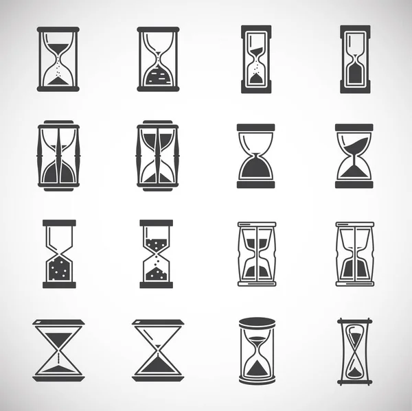 Zand horloge gerelateerde pictogrammen ingesteld op de achtergrond voor grafisch en web design. Creatieve illustratie concept symbool voor web of mobiele app. — Stockvector