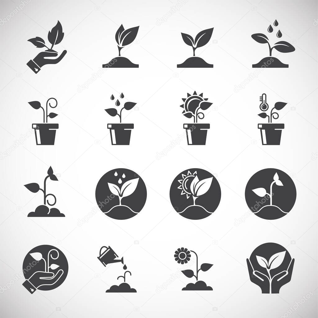 Seed related icons set on background for graphic and web design. Creative illustration concept symbol for web or mobile app.