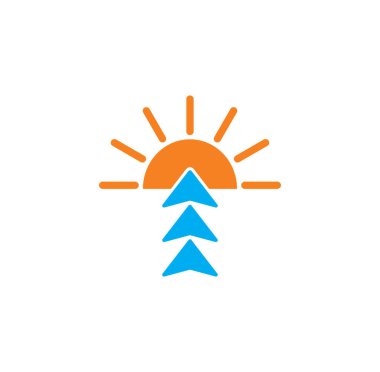 Grafik ve web tasarımı için arkaplanda günbatımıyla ilgili simge. Web veya mobil uygulama için yaratıcı illüstrasyon konsepti sembolü.