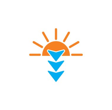 Grafik ve web tasarımı için arkaplanda günbatımıyla ilgili simge. Web veya mobil uygulama için yaratıcı illüstrasyon konsepti sembolü.