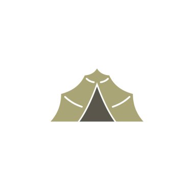 Grafik ve web tasarımı için arka planda çadırla ilgili simge. Web veya mobil uygulama için yaratıcı illüstrasyon konsepti sembolü.