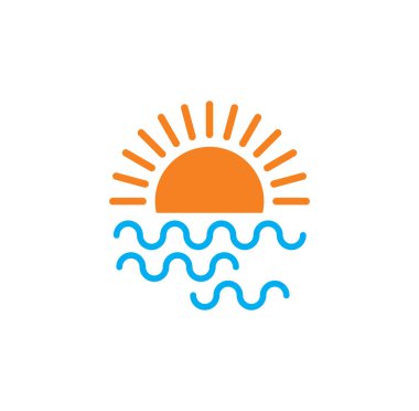 Grafik ve web tasarımı için arkaplanda günbatımıyla ilgili simge. Web veya mobil uygulama için yaratıcı illüstrasyon konsepti sembolü.
