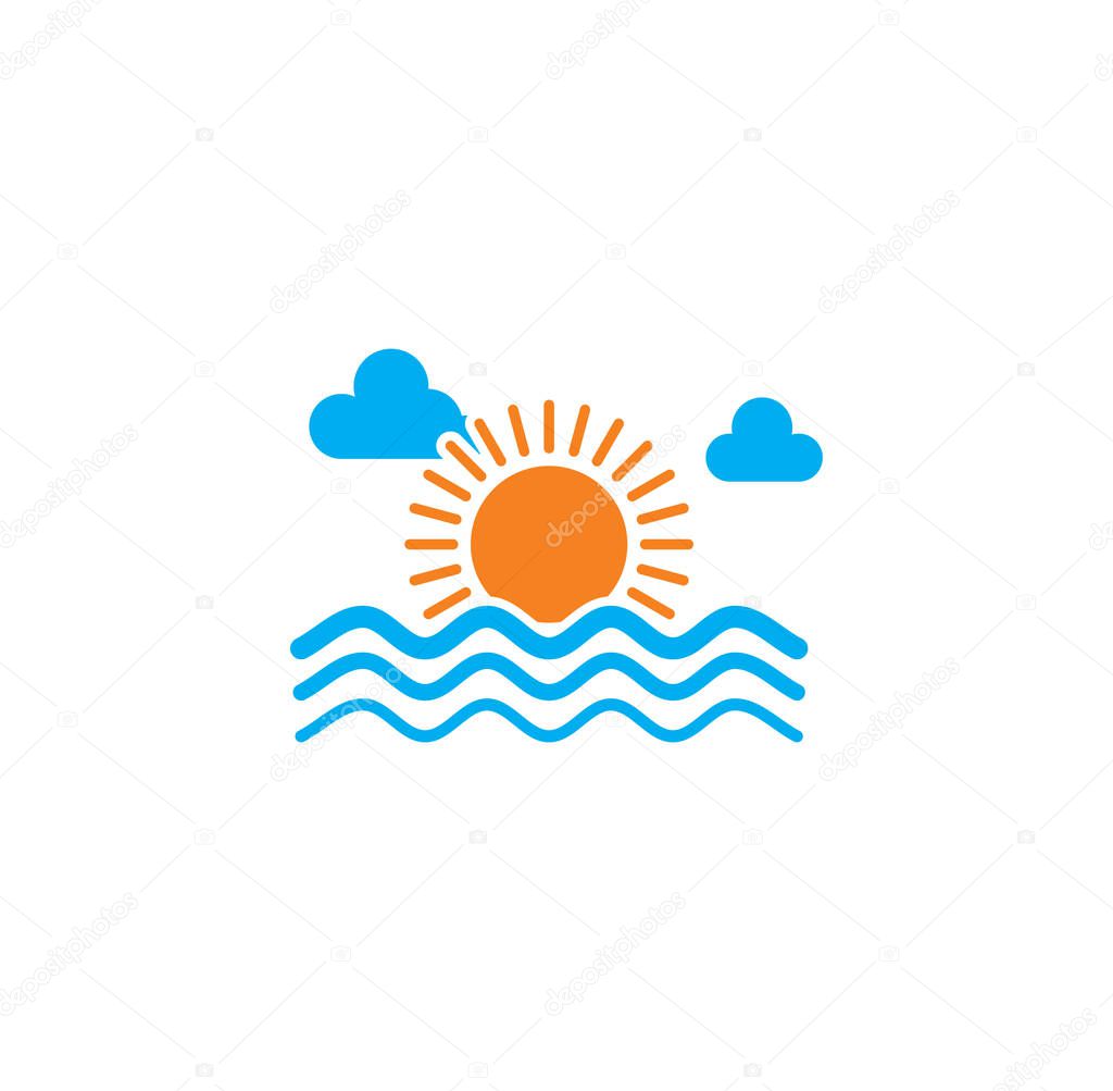 Sunset sunrise related icon on background for graphic and web design. Creative illustration concept symbol for web or mobile app.