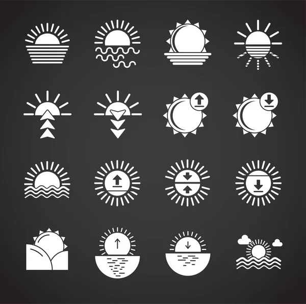 Sunset sunrise related icons set on background for graphic and web design. Creative illustration concept symbol for web or mobile app. — Stock Vector