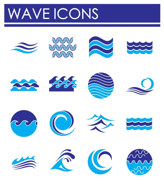 Ícones relacionados à onda definidos em segundo plano para design gráfico e web. Símbolo de conceito de ilustração criativa para web ou aplicativo móvel . — Vetor de Stock