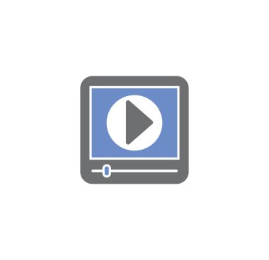 Grafik ve web tasarımı için arka planda videografi ile ilgili simge. Web veya mobil uygulama için yaratıcı illüstrasyon konsepti sembolü.