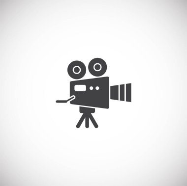 Grafik ve web tasarımı için arka planda videografi ile ilgili simge. Web veya mobil uygulama için yaratıcı illüstrasyon konsepti sembolü.