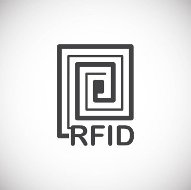 Grafik ve web tasarımı için arka planda RFID ile ilgili simge. Web veya mobil uygulama için yaratıcı illüstrasyon konsepti sembolü.