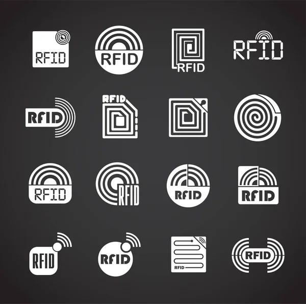 RFID 관련 아이콘들은 그래픽 과 웹 디자인의 배경에 설정되어 있다. 웹이나 모바일 앱을 위한 크리에이티브 일러스트 컨셉 심볼. — 스톡 벡터