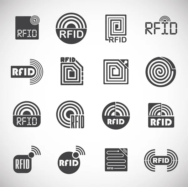 RFID-bezogene Symbole im Hintergrund für Grafik- und Webdesign. Kreatives Illustrationskonzept für Web oder mobile App. — Stockvektor