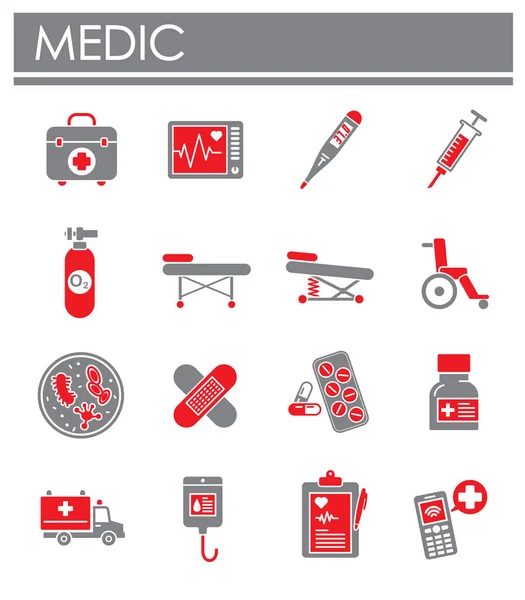 Icônes médicales liées mis sur fond pour la conception graphique et web. Symbole de concept d'illustration créative pour application web ou mobile . — Image vectorielle