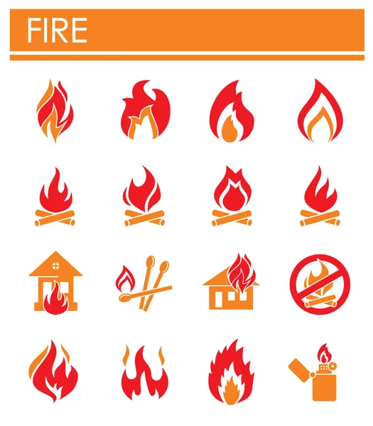Пожарные иконки, установленные на фоне графического и веб-дизайна. Символ концепции креативной иллюстрации для веб или мобильного приложения . — стоковый вектор
