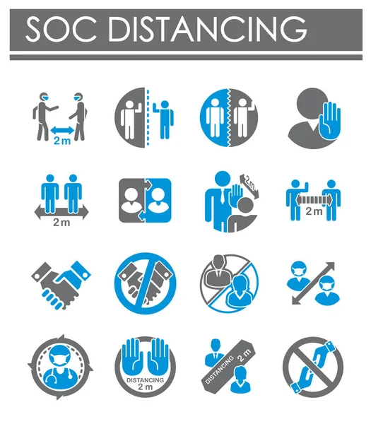 Ícones relacionados ao distanciamento social definidos em segundo plano para design gráfico e web. Símbolo de conceito de ilustração criativa para web ou aplicativo móvel . — Vetor de Stock