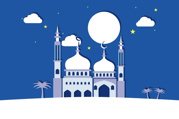 Vektorillustration Einer Moschee Der Wüste Während Des Schönen Ramadan Der — Stockvektor