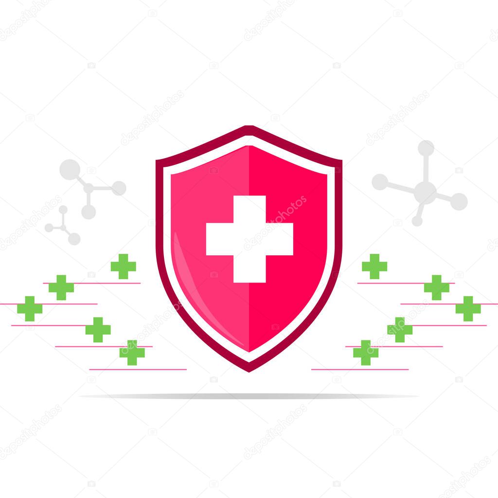 Vector icon of the immune system. immune system. Protection of health bacterial viruses. Prevention of human germs medically