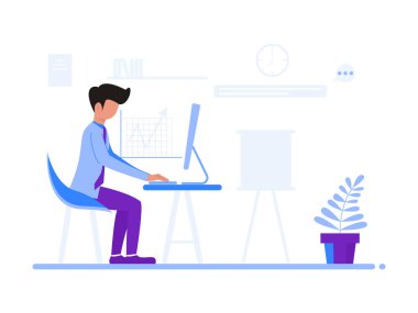 Evde çalış, konsepti açıkla. Genç insanlar, evde dizüstü bilgisayarlar ve bilgisayarlarla çalışan sıradan işçiler. Düz biçimin vektör illüstrasyonu