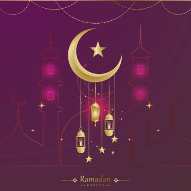 Ramadhan Kareem tebrik kartları. Sınır Çerçeveli İslami Sanat Stili, Ramadhan Mübarek Sembolleri veya Kurban Bayramı 