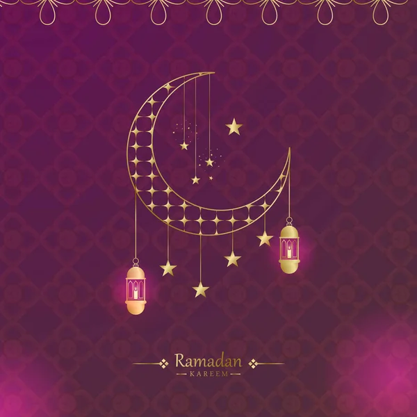 Kareem Ramadhan Design Cartões Fundo Estilo Arte Islâmica Símbolos Ramadhan — Vetor de Stock