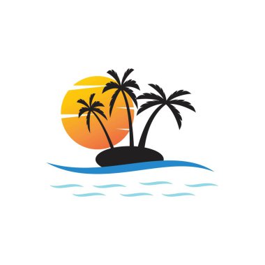 Palmiye ağacı logo şablonu vektör çizimi